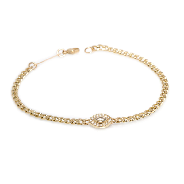 Zoe Chicco YG Halo Marquise Diamond Small Curb Chain Bracelet 0.15ct (Demi-fine 14k)