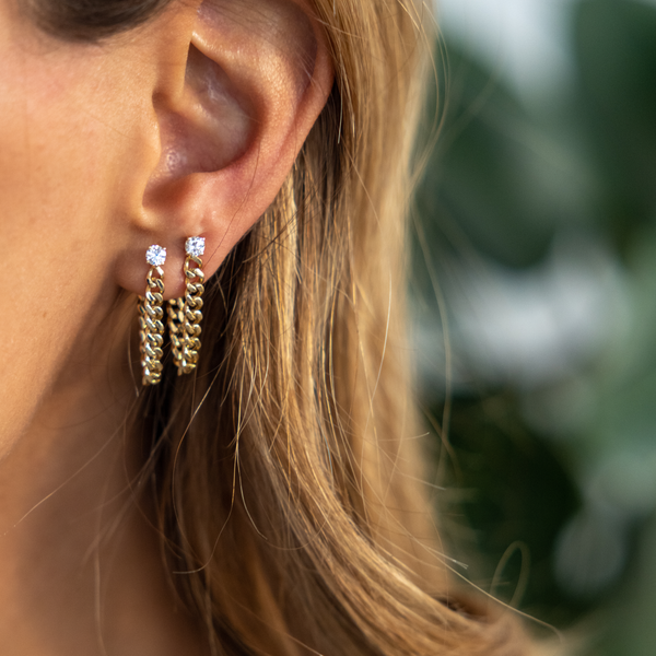 Anita Ko Cuban Link Loop Earring with Round Diamond