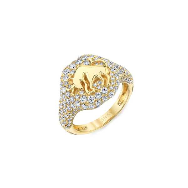 Shay YG Zodiac Pave Diamond Pinky Ring 1.48ct 18k
