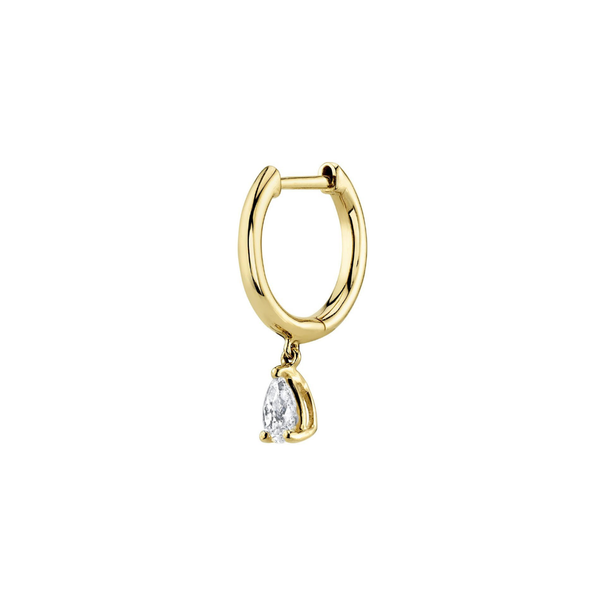 Anita Ko Plain Huggie with Pear Diamond Drop Single
