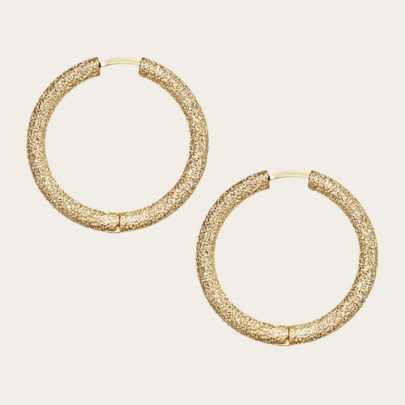 Carolina Bucci Small Thick Round Hoops Florentine Finish