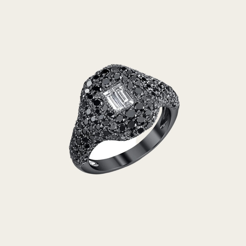 Shay Pave Black Diamonds Pinky Ring
