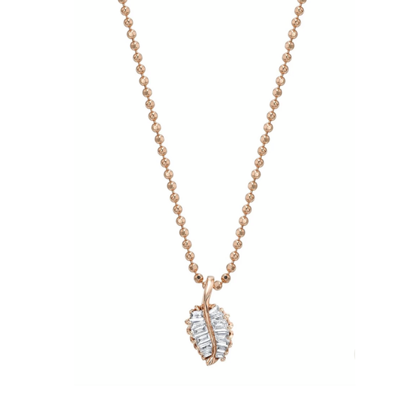 Anita Ko Small Palm Leaf Necklace 0.20cts 18k