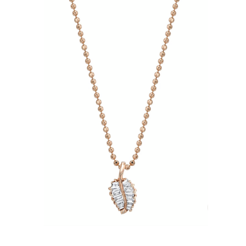 Anita Ko Small Palm Leaf Necklace 0.20cts 18k