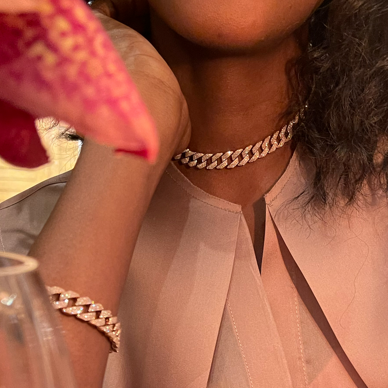 Shay Pave Diamond Geo Link Choker 12.47ct 18k
