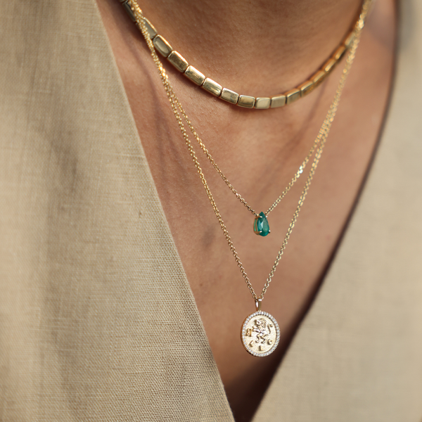 Anita Ko YG Emerald Pear Pendant / 0.9cts Colombian emerad 18k
