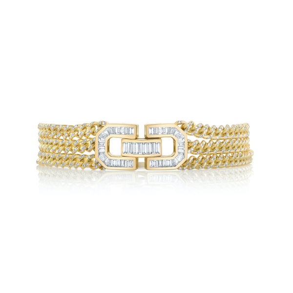 Shay YG Deco Diamond Lock Link Triple Bracelet 3.25cts 18k