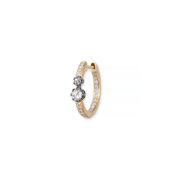 Jacquie Aiche YG Black Rhodium 2 Rose Cut Diamond Pave Mini Hoop (Demi-fine 14k)