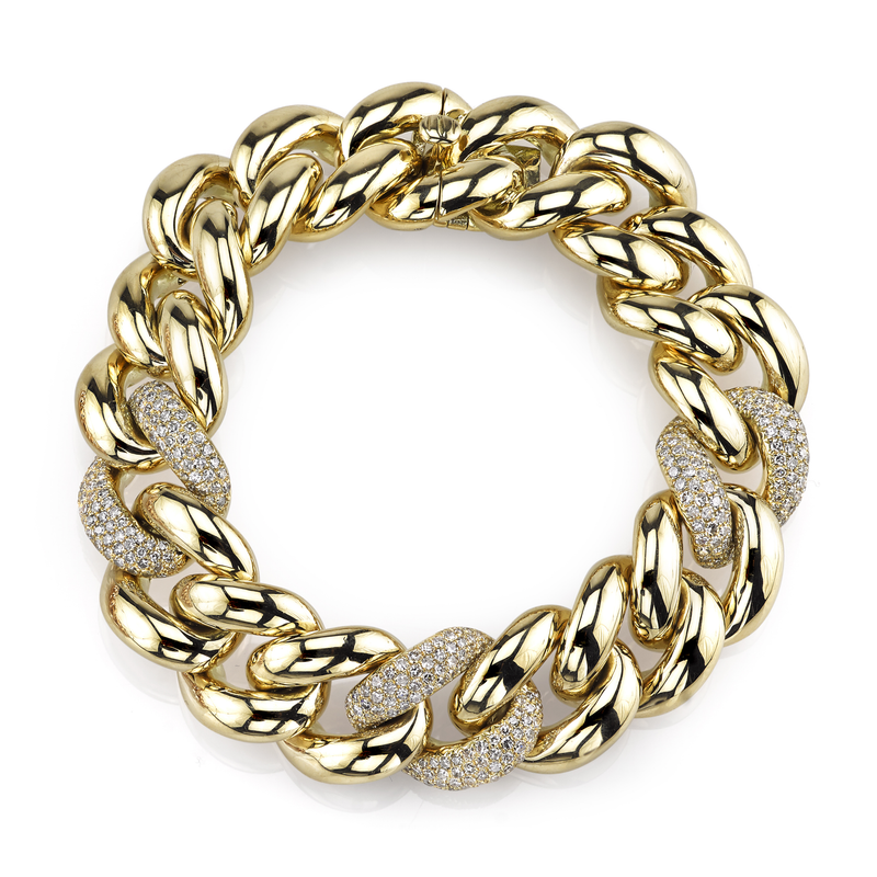 Shay YG Triple Pave Jumbo Link Bracelet 15MM 1.78ct 18k