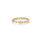 Lizzie Mandler YG Mini Knife Edge Chain Ring with 1 Diamond 0.1ct 18k