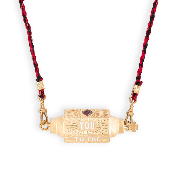Marie Lichtenberg YG Love You To the Moon and Back Locket with Garnet 0.33cts, Moonstone 0.33cts and Diamonds 0.09cts (Demi-Fine 14k/Sterling Silver)