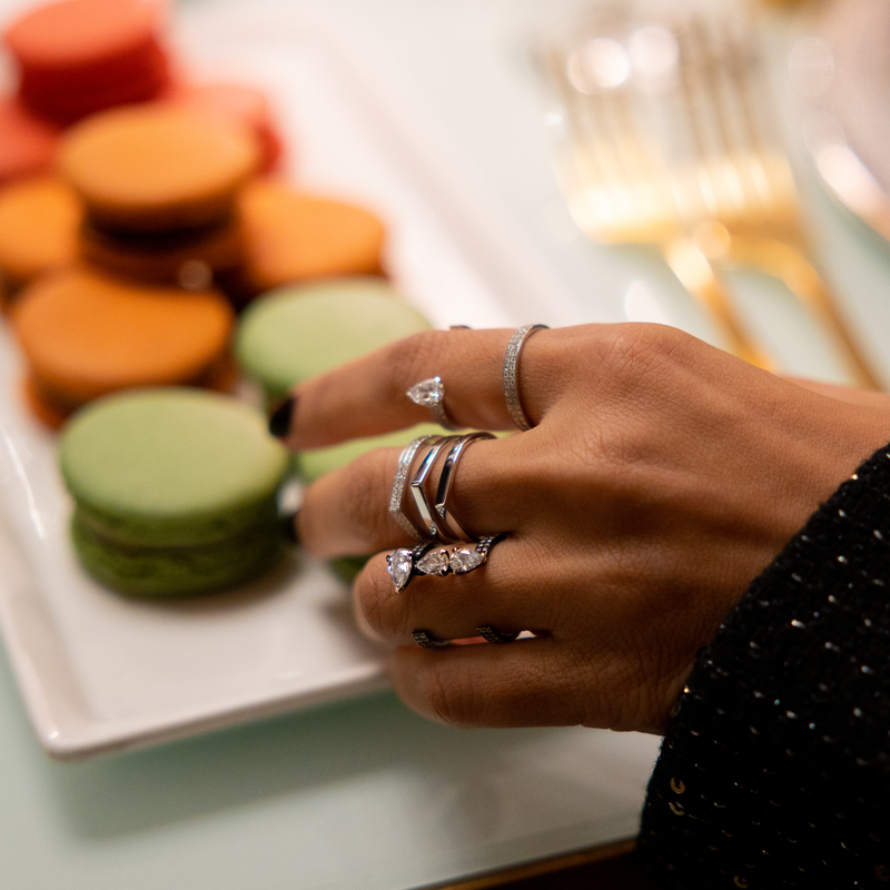 Repossi Antifer Off-Width 2 Diamond Row Triple Band Ring