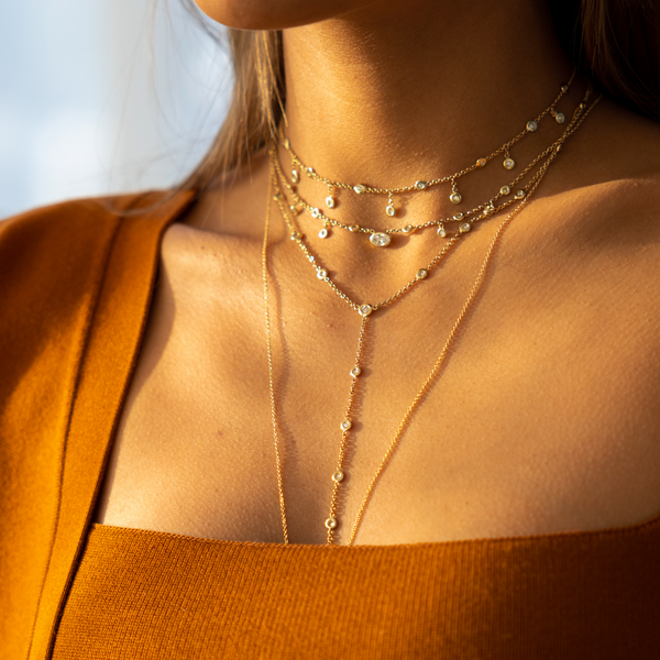 Jacquie Aiche YG Spaced Out Half Diamond Shaker Necklace (Demi-Fine 14k)
