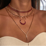 Shay Diamond & Ruby Crescent Necklace