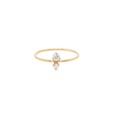 Zoe Chicco YG Double Vertical Diamond Prong Set Ring 0.13ct (Demi-Fine 14k)