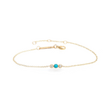 Zoe Chicco YG Bezel Turquoise and Diamonds Chain Bracelet 0.10ct (Demi-fine 14k)