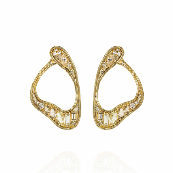 Fernando Jorge  YG Stream Diamond Loops Earrings 2.42ct 18k