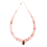 Jacquie Aiche YG Pink Tourmaline Teardrop Pave Center on Smooth Pink Opal Beaded Necklace (Demi-Fine 14k)