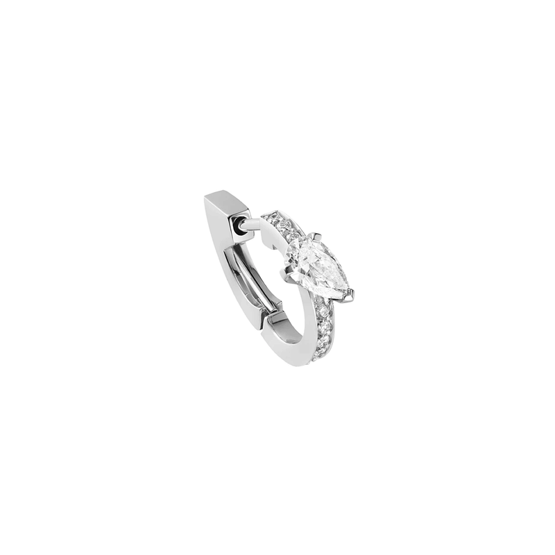Repossi Harvest Hoop Earring with 0.18ct pear, 0.06cts pave diamonds 18k