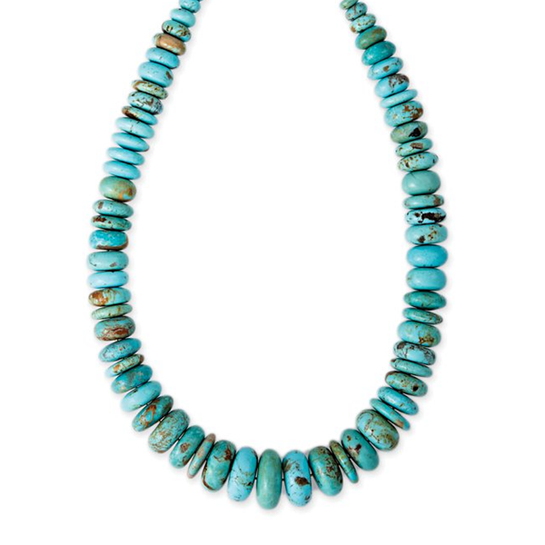 Jacquie Aiche YG Large Graduated Smooth Turquoise Necklace (Demi-Fine 14k)