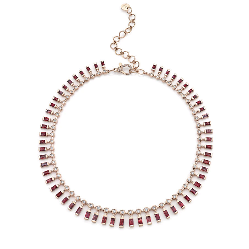Shay Dot Dash Gemstone & Diamond Necklace  1.69ct Diamonds, 8ct Gemstone 18k