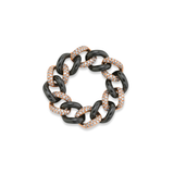 Shay RG Alternating Diamond Pave and Black Ceramic Medium Link Ring 8MM 0.88cts 18k