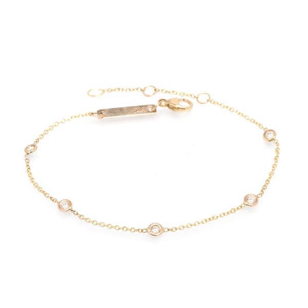Zoe Chicco YG 5 Diamonds Set in Chain Bracelet 0.15ct (Demi-fine 14k)
