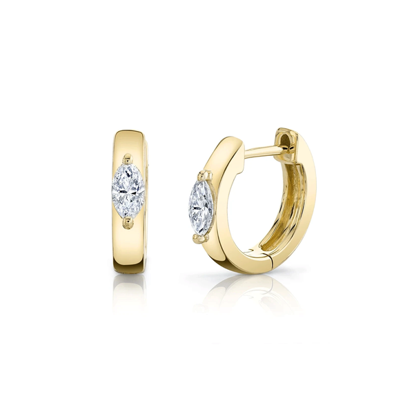 Anita Ko Marquise Center Plain Huggies 0.3cts 18k