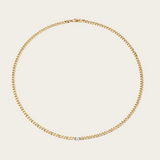 Anita Ko Plain Cuban Link Necklace with Round Diamond Center