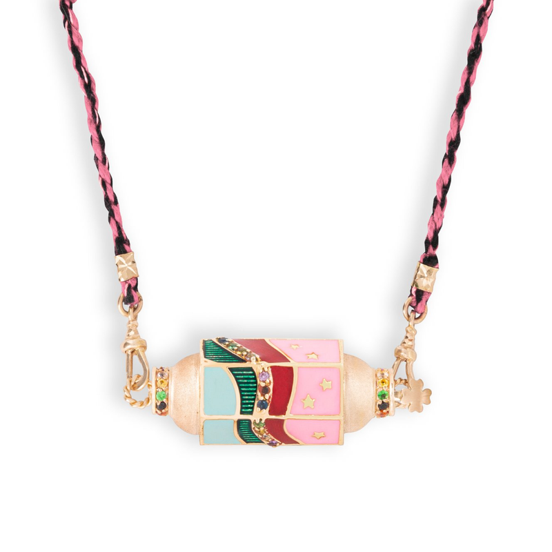 Marie Lichtenberg YG Waterfall Rainbow Multi Locket with Sapphires 0.9cts (Demi-Fine 14k/Sterling Silver)