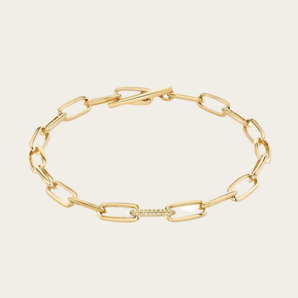 Lizzie Mandler Knife Edge Chain Link Bracelet with 1 Diamond Pave Link