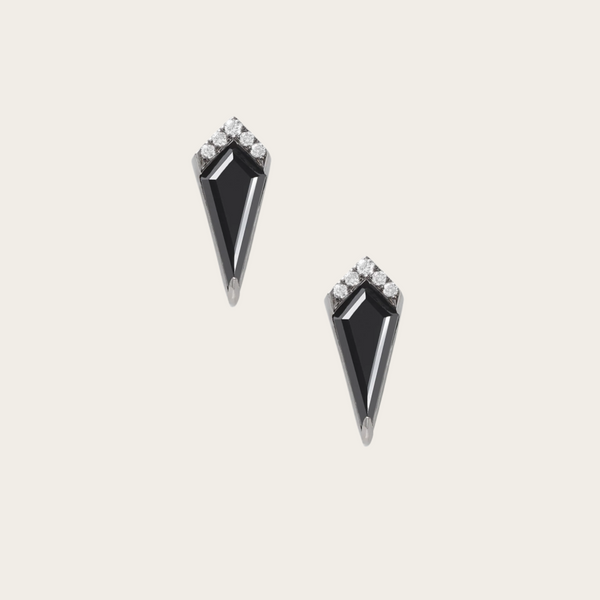 Eva Fehren Black Onyx Ezzat Studs with White Diamonds