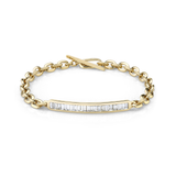 Lizzie Mandler YG XS Link Petit ID Bracelet with Diamond Baguettes 1.47ct 18k