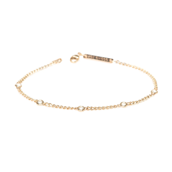 Zoe Chicco 5 Spaced Out Diamonds on XS Curb Chain Bracelet