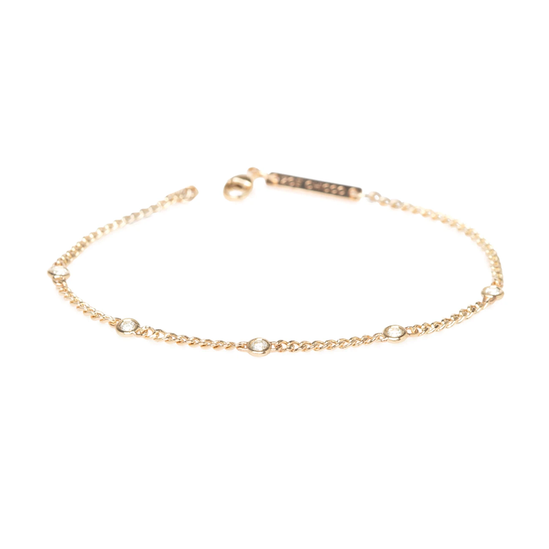 Zoe Chicco 5 Spaced Out Diamonds on XS Curb Chain Bracelet