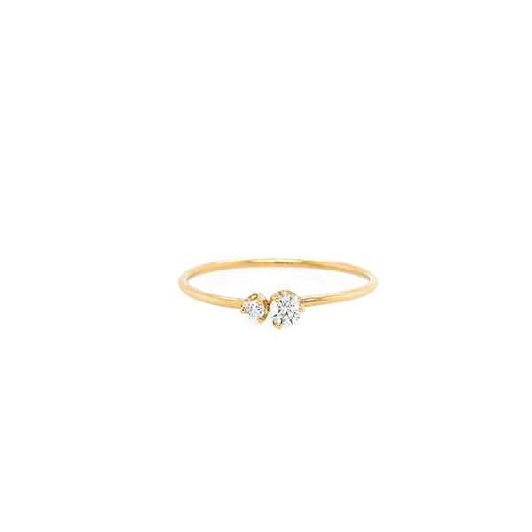 Zoe Chicco YG Double Horizontal Diamond Prong Set Ring 0.13ct (Demi-Fine 14k)