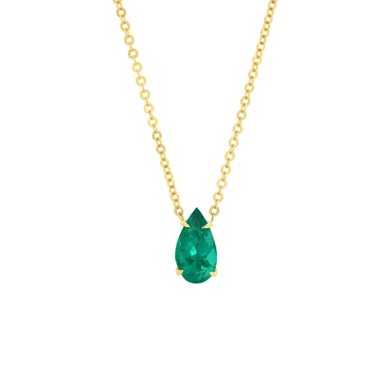 Anita Ko YG Emerald Pear Pendant / 0.9cts Colombian emerad 18k