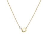 Diamond Baguette & Single XS Link Necklace