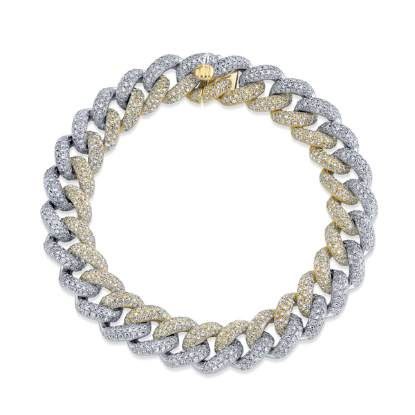 Shay Two-Tone Diamond Essential Pave Link Bracelet 7.85ct 10MM 18k