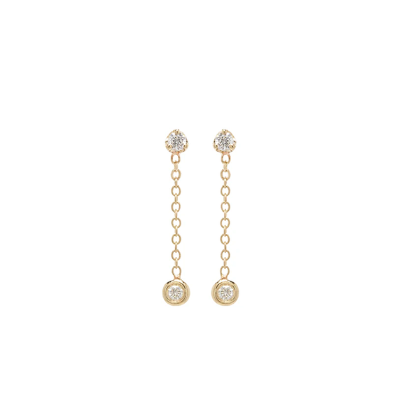 Zoe Chicco YG Diamond Chain Drop Earrings 0.10ct (Demi-fine 14k)