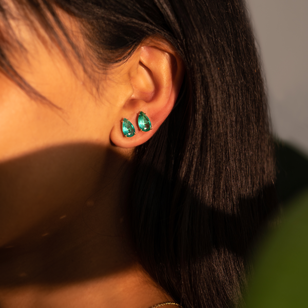 Anita Ko YG Emerald Pear Studs / 2.81cts Colombian emeralds 18k