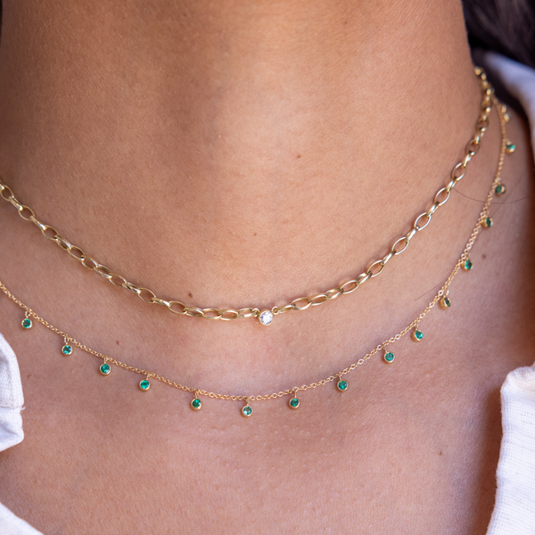 Jennifer Meyer Small Edith Necklace with Bezel Diamond