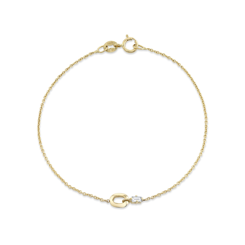 Lizzie Mandler YG Diamond Baguette & Single XS Link Bracelet 0.06ct 18k