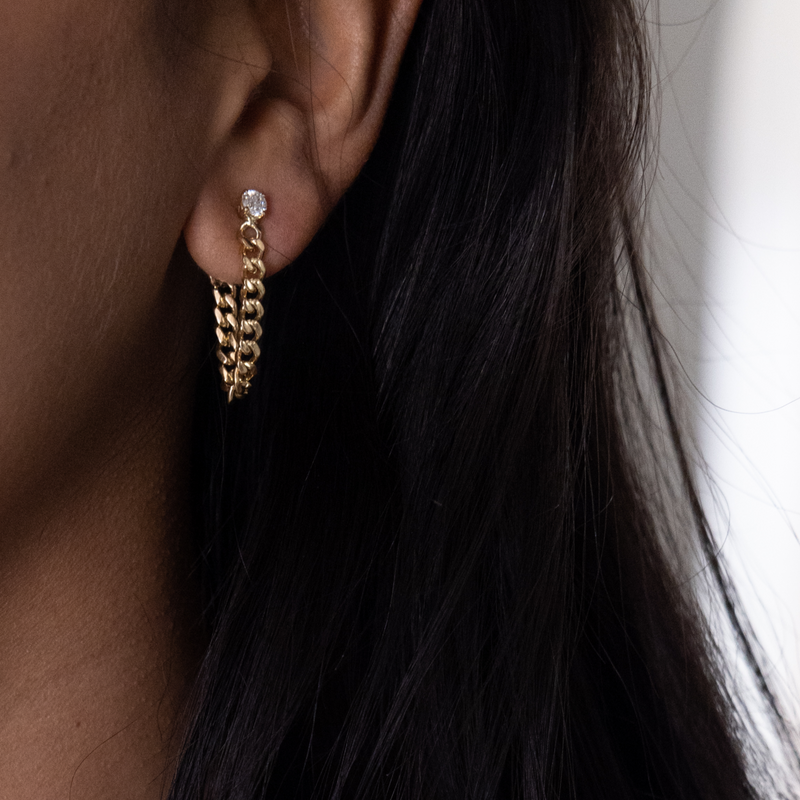Anita Ko Cuban Link Loop Earring with Round Diamond