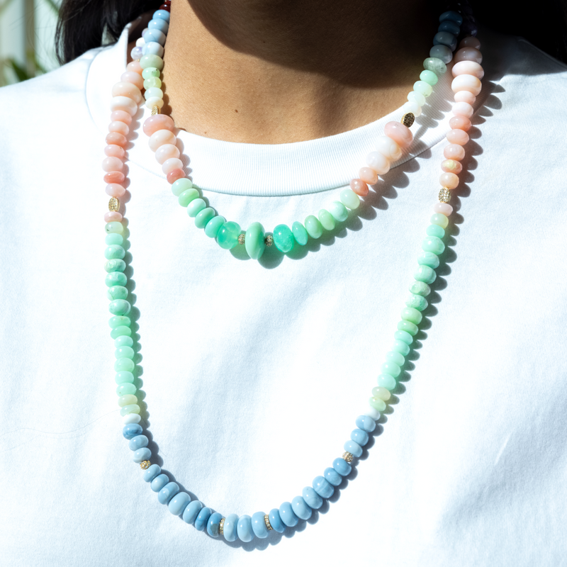Jacquie Aiche Short Graduated Multi Color Opal Necklace with Diamond Beads