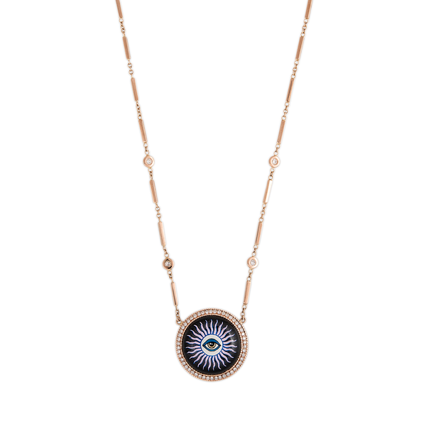 Jacquie Aiche Round Eye & Rays Necklace with Diamonds and Onyx