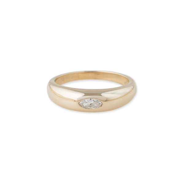 Jacquie Aiche YG Marquise Diamond Thin Dome Ring (Demi-fine 14k)