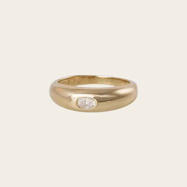 Jacquie Aiche Oval Diamond Thin Dome Ring