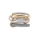 Spinelli Kilcollin YG+SS NEXUS 5 linked rings / black rhodium with grey, cognac, champagne and white diamonds 3.2cts 18k