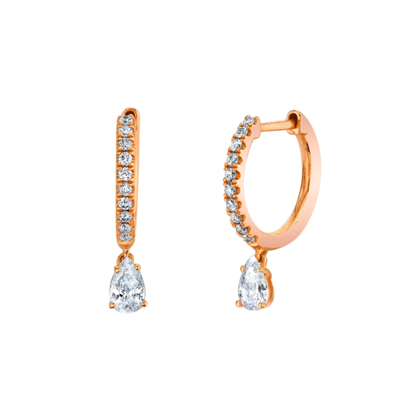 Anita Ko Diamond Huggie with Pear Diamond Drop
